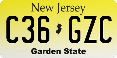 NJ license plate C36GZC