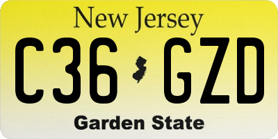 NJ license plate C36GZD