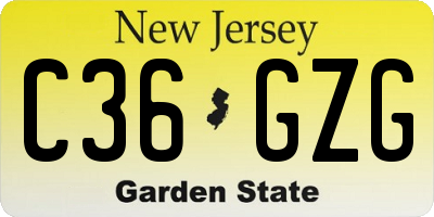 NJ license plate C36GZG