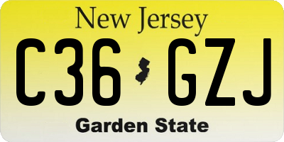 NJ license plate C36GZJ
