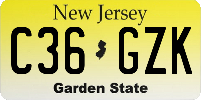NJ license plate C36GZK