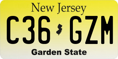 NJ license plate C36GZM