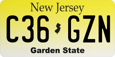NJ license plate C36GZN
