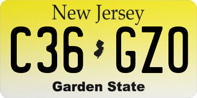 NJ license plate C36GZO