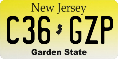 NJ license plate C36GZP