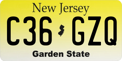 NJ license plate C36GZQ