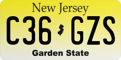 NJ license plate C36GZS