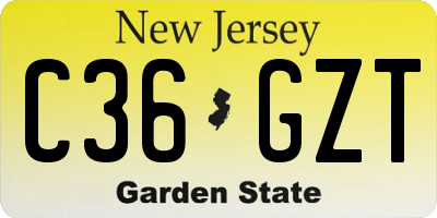 NJ license plate C36GZT