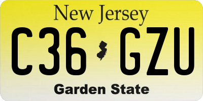 NJ license plate C36GZU