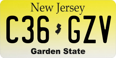 NJ license plate C36GZV