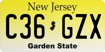 NJ license plate C36GZX
