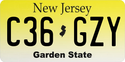 NJ license plate C36GZY
