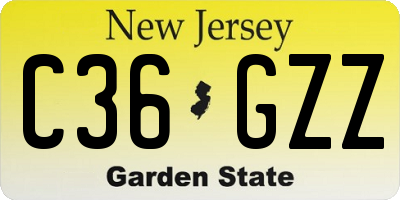 NJ license plate C36GZZ