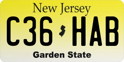 NJ license plate C36HAB