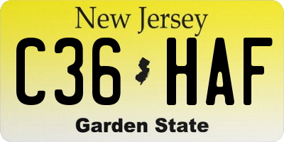 NJ license plate C36HAF