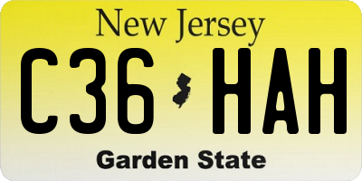 NJ license plate C36HAH