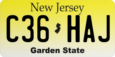 NJ license plate C36HAJ