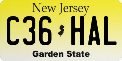 NJ license plate C36HAL