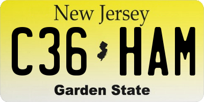 NJ license plate C36HAM