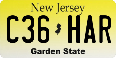 NJ license plate C36HAR