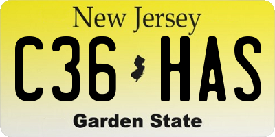 NJ license plate C36HAS
