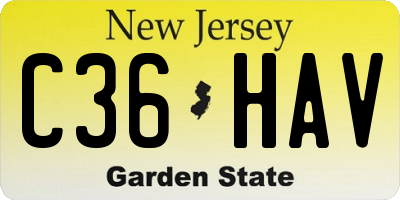 NJ license plate C36HAV