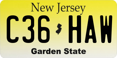 NJ license plate C36HAW