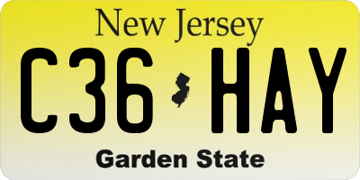 NJ license plate C36HAY