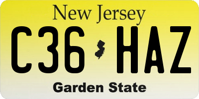 NJ license plate C36HAZ