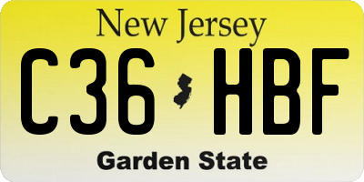 NJ license plate C36HBF