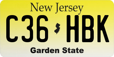 NJ license plate C36HBK