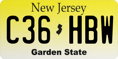 NJ license plate C36HBW