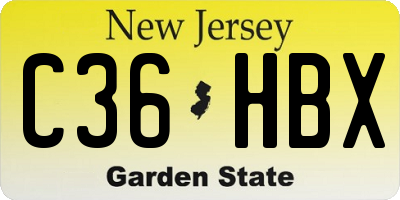 NJ license plate C36HBX