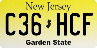 NJ license plate C36HCF