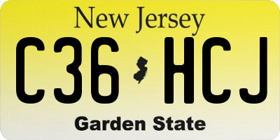 NJ license plate C36HCJ