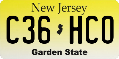 NJ license plate C36HCO