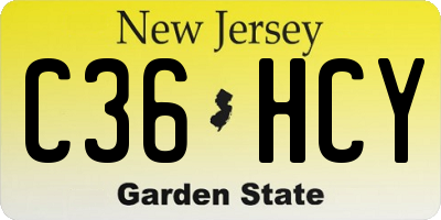 NJ license plate C36HCY