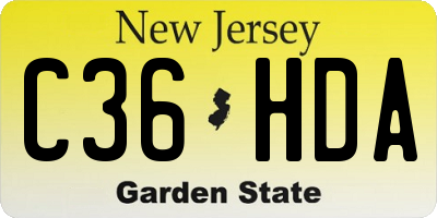 NJ license plate C36HDA