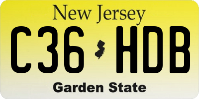 NJ license plate C36HDB