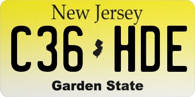NJ license plate C36HDE