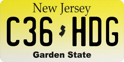 NJ license plate C36HDG