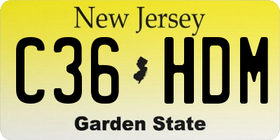NJ license plate C36HDM