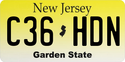 NJ license plate C36HDN