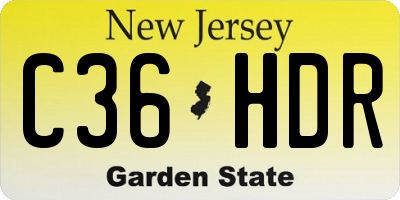 NJ license plate C36HDR