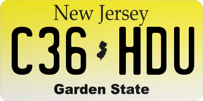 NJ license plate C36HDU