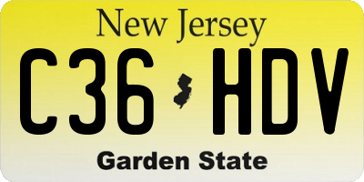 NJ license plate C36HDV