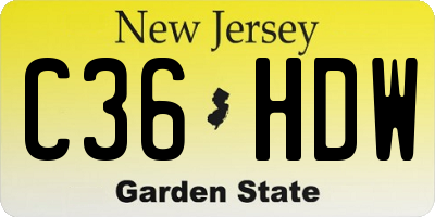 NJ license plate C36HDW