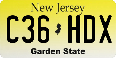NJ license plate C36HDX