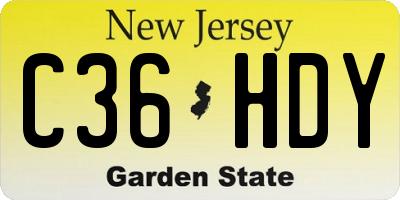 NJ license plate C36HDY