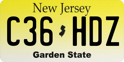 NJ license plate C36HDZ